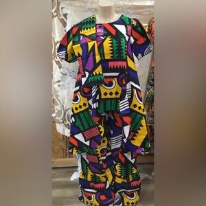 Bold Multicolor Geometric 2pcs Pants/ Top